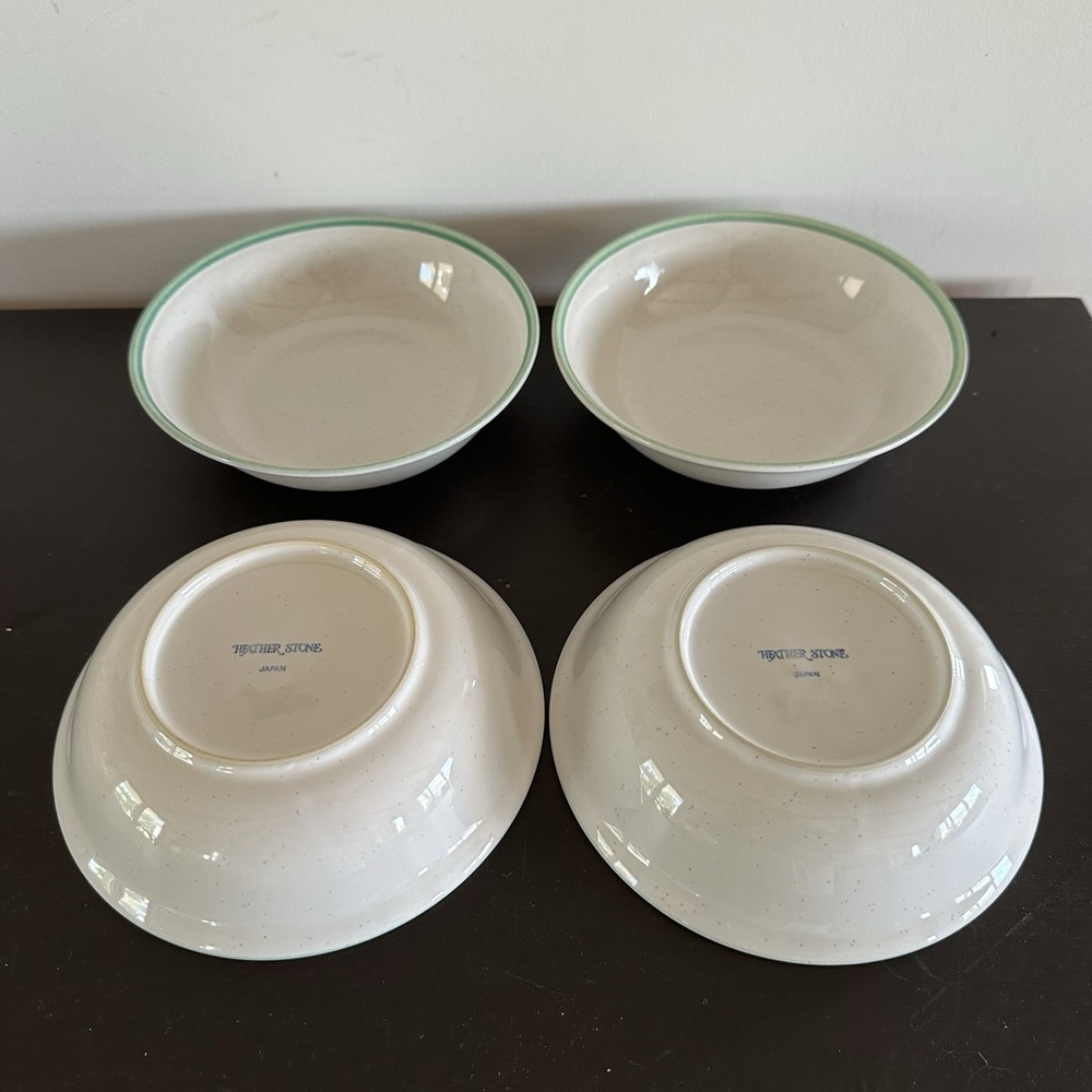 4 International Sliver Heather Stone Laurel Floral‎ Cereal Dinner Bowls Japan 8"